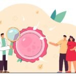 Doctor reviewing fertility test results with a couple before starting IVF or IUI treatment